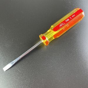 Vintage MAC Tools Screwdriver PHR3 Yellow Red Slotted  1/4" Tip 6.5" Long USA